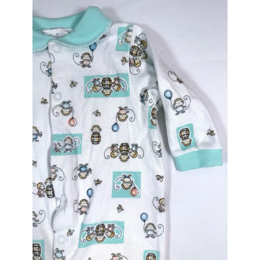 VINTAGE CARTERS Unisex Monkey Print Footed Sleeper Pajamas Size 6‎ Months